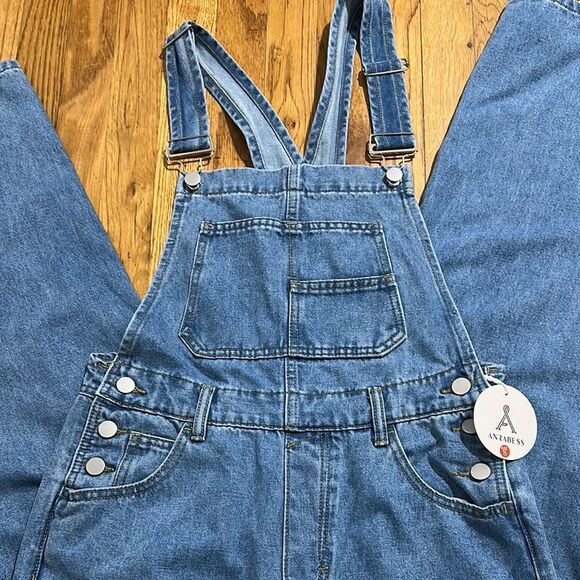 ANRABESS Blue Denim Overalls women’s sz small NEW with TAG soft denim - Picture 2 of 14